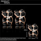 H:HYDE Bridal Womens New Fashion Jewelry Gold Color Enamel Austrian Crystal Flower Bijoux Stud Earrings For Wedding Dropshipping