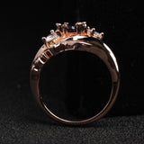 Hainon tendy rose Gold Flower Ring Wedding Rings for Women black Cubic Zirconia Engagement Ring Zircon jewelry Anillos Mujer