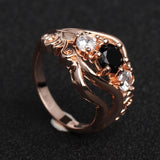 Hainon tendy rose Gold Flower Ring Wedding Rings for Women black Cubic Zirconia Engagement Ring Zircon jewelry Anillos Mujer