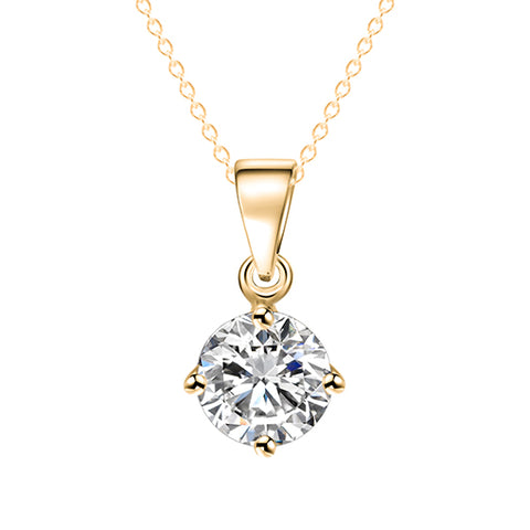 IF ME Simple Fashion Jewelry Silver and Gold Color Round Shape CZ Cubic Zirconia Pendant Necklace for Women Wedding Jewelry