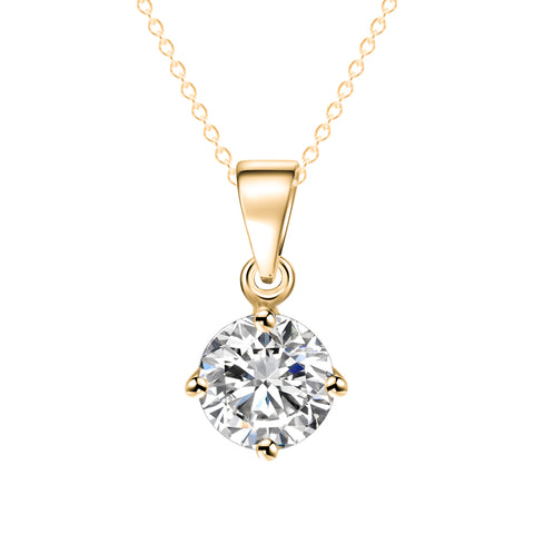 IF ME Simple Fashion Jewelry Silver and Gold Color Round Shape CZ Cubic Zirconia Pendant Necklace for Women Wedding Jewelry