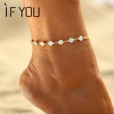 IF YOU Charming Crystal Foot Bracelet Bride Anklet Jewelry For Women Girl Ankle Leg Jewelry Chain Charm Bracelet Summer Jewelry