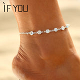 IF YOU Charming Crystal Foot Bracelet Bride Anklet Jewelry For Women Girl Ankle Leg Jewelry Chain Charm Bracelet Summer Jewelry