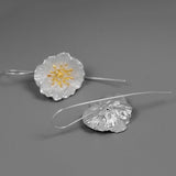 INATURE 925 Sterling Silver Big Poppy Flower Drop Earrings for Women Fashion Jewelry Gift