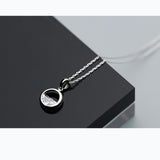INZATT Real 925 Sterling Silver Crystal Round Minimalist Pendant Necklaces Minimalist Fine Jewelry For Women Party Accessories