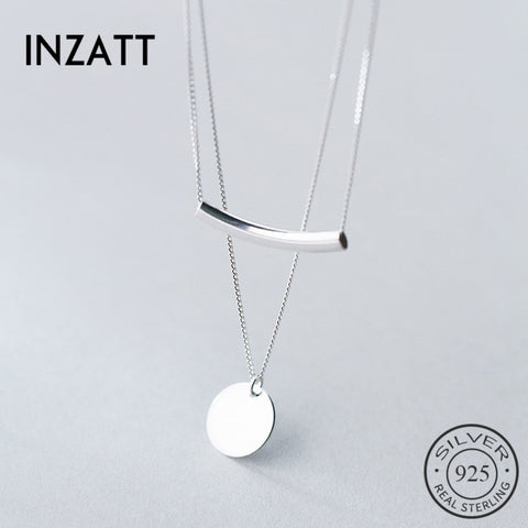 INZATT Real 925 Sterling Silver Personality Pendant Necklaces Minimalist Choker Fine Jewelry For Women Party Cute Accessories