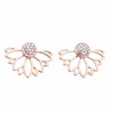 IPARAM 2017 Lotus Crystal Jacket Flower Stud Earrings For Women fashionJewelry Double Sided Gold Silver Plated earrings