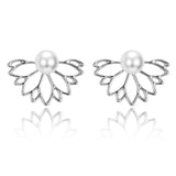 IPARAM 2017 Lotus Crystal Jacket Flower Stud Earrings For Women fashionJewelry Double Sided Gold Silver Plated earrings