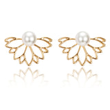 IPARAM 2017 Lotus Crystal Jacket Flower Stud Earrings For Women fashionJewelry Double Sided Gold Silver Plated earrings