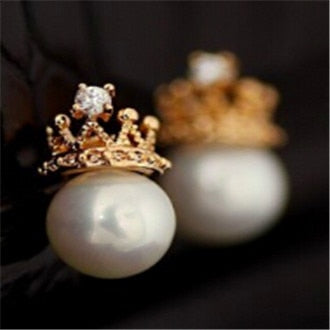 Gold Color Pearl Stud Earrings For Women