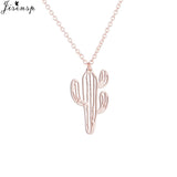 Jisensp Minimalist Desert Prickly Cactus Necklaces & Pendants Women Plant Jewelry Silver Chain Choker Saguaro Party Gifts Bijoux