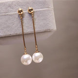 Korean Star The Same Paragraph Fashion Imitation Pearl Tassel Earrings Wholesale Jewelry Earrings Female Long Section  Vintage