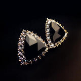 Kuziduocai New Fashion Jewelry Rhinestones Crystal Triangle Dazzling Stud Earring For Women Gift  Girls Brincos Statement E-130