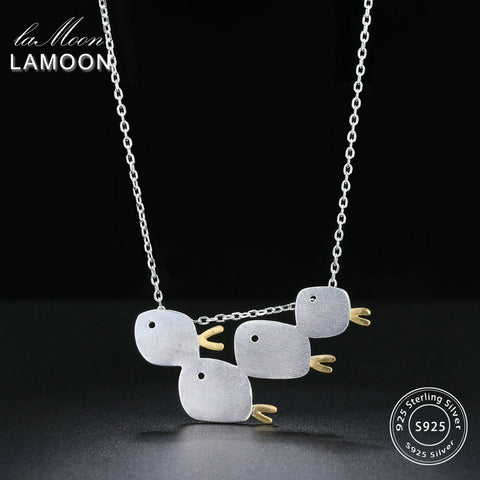 LAMOON 2018 New 2 Colors 4 Little Fish S925 Pendant Necklace 925-Sterling-Silver Fine Jewelry for Women Wedding LMNY013