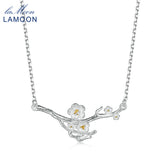 LAMOON 2018 New 2-Colors Plum Blossom Flower S925 Pendant Necklace 925-Sterling-Silver Fine Jewelry for Women Wedding LMNY008