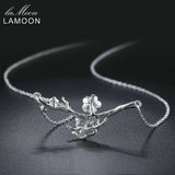 LAMOON 2018 New 2-Colors Plum Blossom Flower S925 Pendant Necklace 925-Sterling-Silver Fine Jewelry for Women Wedding LMNY008