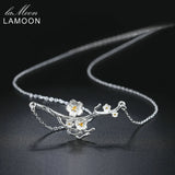 LAMOON 2018 New 2-Colors Plum Blossom Flower S925 Pendant Necklace 925-Sterling-Silver Fine Jewelry for Women Wedding LMNY008