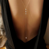 LNRRABC 1PC Sale Golden Silvery Crystal Long Sexy Backless Simple Body Bare Back Pendant Necklaces