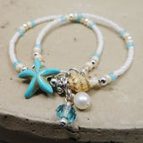 LNRRABC Silver Color Bohemia Bead Shell Anklets For Women Fashion Foot Jewelry Beach Ankle Bracelet Sandals Shoes Barefoot Gifts