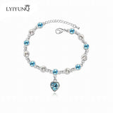 LYIYUNQ Fashion Bracelet Hot Wedding Female Heart Crystal Bracelets For Women Luxury Temperament Silver-Color Fine Jewelry Gift