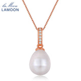 Lamoon 8mm 100% Natural Freshwater Pearl Jewelry 925 Sterling Silver Pendant Necklace Women Jewelry  LMNI047