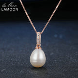 Lamoon 8mm 100% Natural Freshwater Pearl Jewelry 925 Sterling Silver Pendant Necklace Women Jewelry  LMNI047