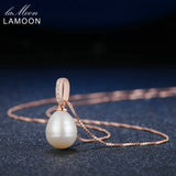 Lamoon 8mm 100% Natural Freshwater Pearl Jewelry 925 Sterling Silver Pendant Necklace Women Jewelry  LMNI047