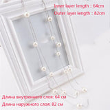 Long Double Layer Simulated Pearls LadIes Necklaces Clavicle Fashion Jewelry Sweater Chain Long Necklace For Women 2018 New R5EG