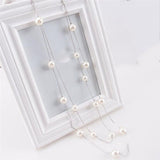 Long Double Layer Simulated Pearls LadIes Necklaces Clavicle Fashion Jewelry Sweater Chain Long Necklace For Women 2018 New R5EG