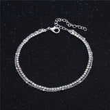 Lovely Girl AB Crystal Ankle Bracelet Silver Color Link Chain Anklet Sexy Barefoot Jewelry Women Foot Bracelet Friendship Gift