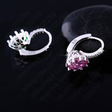 Luxury Colorful Heart Band Real Pure 925 Sterling Silver Jewelry Cubic Zirconia Stone Earrings Fashion Women Favourites