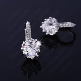 Luxury Colorful Heart Band Real Pure 925 Sterling Silver Jewelry Cubic Zirconia Stone Earrings Fashion Women Favourites