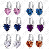Luxury Colorful Heart Band Real Pure 925 Sterling Silver Jewelry Cubic Zirconia Stone Earrings Fashion Women Favourites