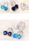 Luxury Colorful Heart Band Real Pure 925 Sterling Silver Jewelry Cubic Zirconia Stone Earrings Fashion Women Favourites