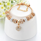 MELIHE Luxury Crystal Heart Charm Bracelets & Bangles Gold Color Bracelets For Women Jewellery Pulseira Feminina Sbr170020