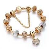 MELIHE Luxury Crystal Heart Charm Bracelets & Bangles Gold Color Bracelets For Women Jewellery Pulseira Feminina Sbr170020
