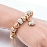 MELIHE Luxury Crystal Heart Charm Bracelets & Bangles Gold Color Bracelets For Women Jewellery Pulseira Feminina Sbr170020