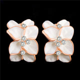 H:HYDE Bridal Womens New Fashion Jewelry Gold Color Enamel Austrian Crystal Flower Bijoux Stud Earrings For Wedding Dropshipping