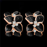 H:HYDE Bridal Womens New Fashion Jewelry Gold Color Enamel Austrian Crystal Flower Bijoux Stud Earrings For Wedding Dropshipping