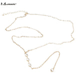 Meetcute backdrop necklace water dorp crystal pendant pearl back chain bride wedding jewelry backless dress long necklace