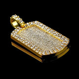 Iced Out Tag Rhinestone Gold Plated Pendant Necklace