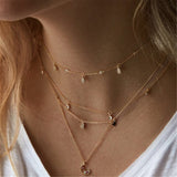 Multistory Necklace Long Chain Personality women necklace Five-pointed Star Insert  Charm Necklace for Women Jewelry Clearance