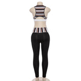 New 2PCS Strips Piecing Yoga Set  Women's Sport Bra&Pants Suit Sportswear Strap Top Yoga Leggings Fitness Sports Clothing