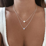 New Bohemia Simple fashion Imitation pearl love Heart Double layer Clavicle chain necklace accessories female Jewelry Wholesale