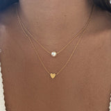 New Bohemia Simple fashion Imitation pearl love Heart Double layer Clavicle chain necklace accessories female Jewelry Wholesale