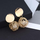 New Fashion Stud Earrings For Women Golden Color Round Ball  Geometric Earrings For Party Wedding Gift Wholesale Ear Jewelry