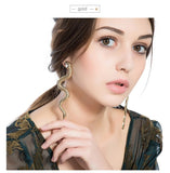 Personality Exaggerated Gold Crystal Alloy Snake Earrings