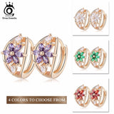 ORSA JEWELS Luxury Champagne Gold Flower Small Stud Earrings with Zircon Stone Women Birthday Gift Bijouterie OME33