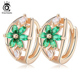 ORSA JEWELS Luxury Champagne Gold Flower Small Stud Earrings with Zircon Stone Women Birthday Gift Bijouterie OME33