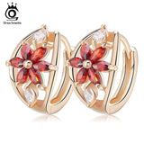 ORSA JEWELS Luxury Champagne Gold Flower Small Stud Earrings with Zircon Stone Women Birthday Gift Bijouterie OME33